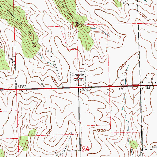 Topographic Map of Prairie Cemetery, WI