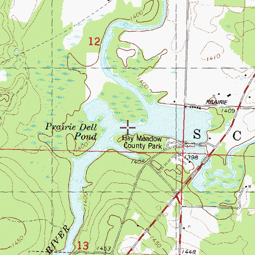 Topographic Map of Prairie Dell Pond, WI