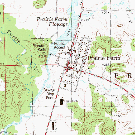 Topographic Map of Prairie Farm, WI
