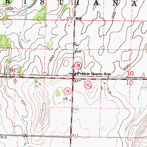 Topographic Map of Prairie Queen School, WI
