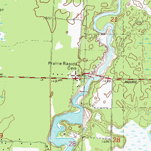 Topographic Map of Prairie Rapids Cemetery, WI