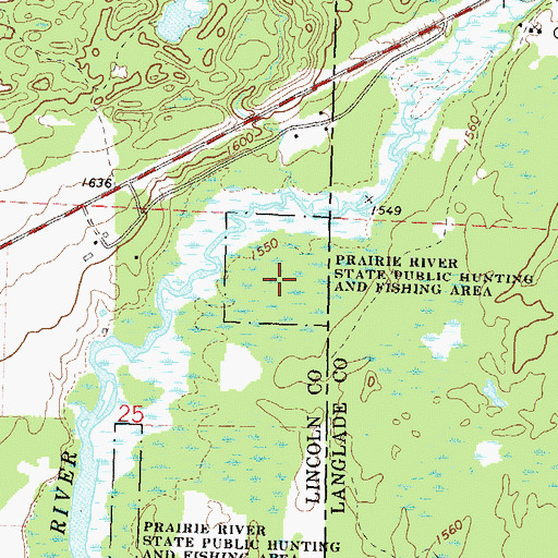 Topographic Map of Prairie River State Public Hunting and Fishing Area, WI