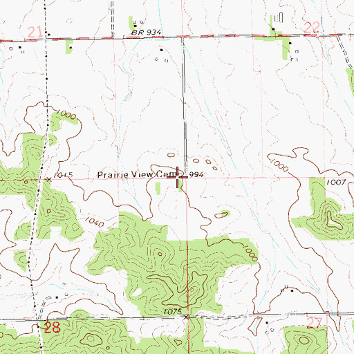 Topographic Map of Prairie View Cemetery, WI