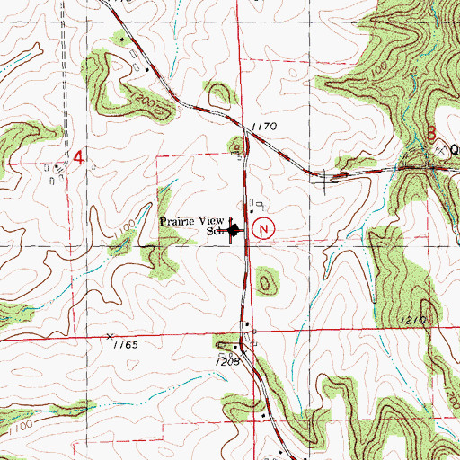 Topographic Map of Prairie View Elementary School, WI