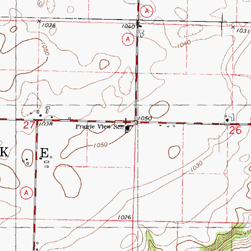 Topographic Map of Prairie View School, WI