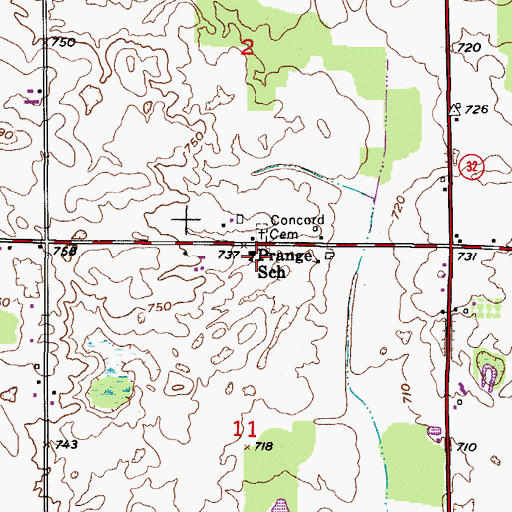 Topographic Map of Prange School (historical), WI