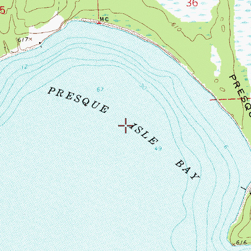 Topographic Map of Presque Isle Bay, WI