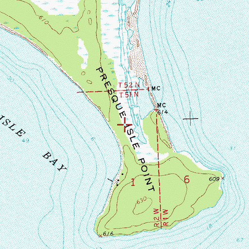 Topographic Map of Presque Isle Point, WI