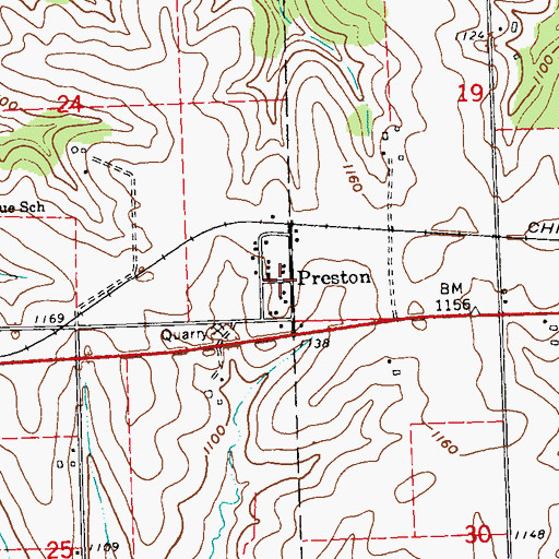 Topographic Map of Preston, WI