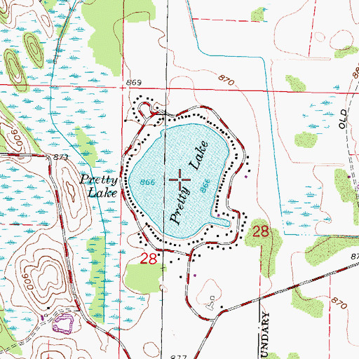 Topographic Map of Pretty Lake, WI