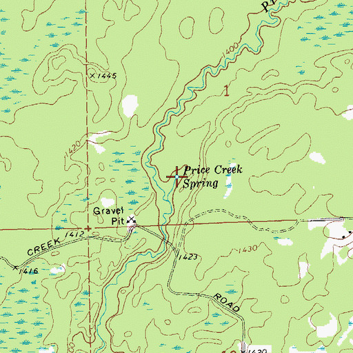 Topographic Map of Price Creek Spring, WI