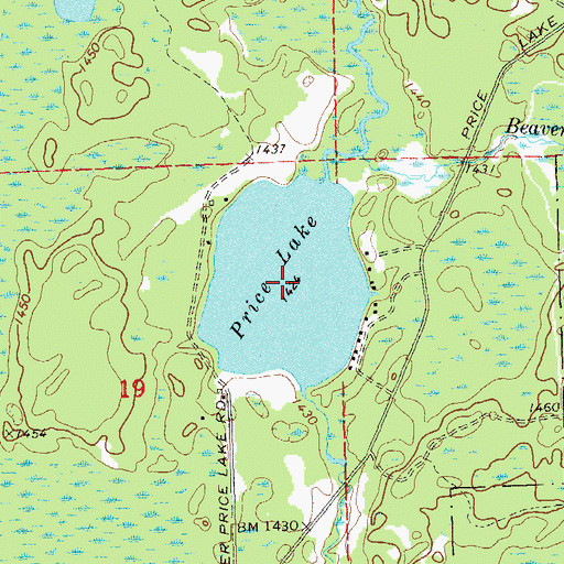 Topographic Map of Price Lake, WI