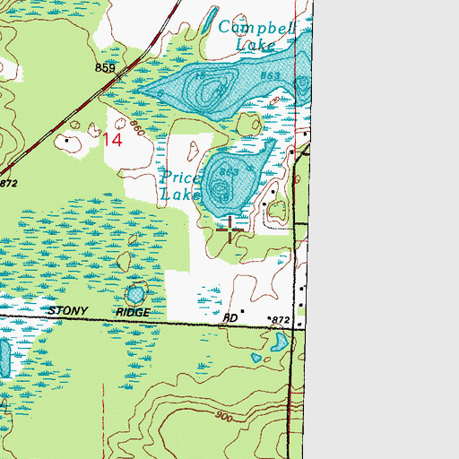 Topographic Map of Price Lake, WI