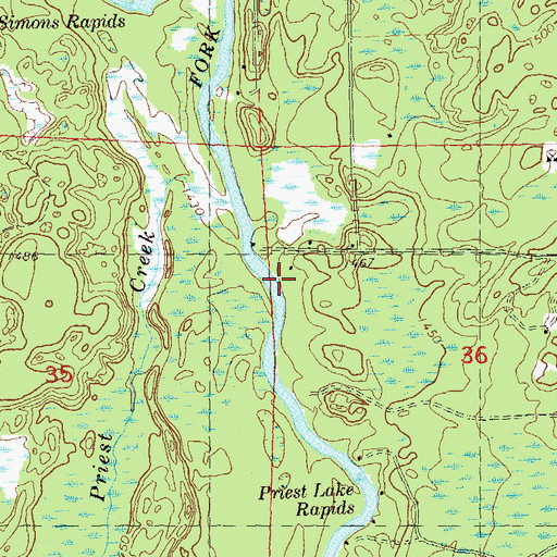 Topographic Map of Priest Lake Rapids, WI