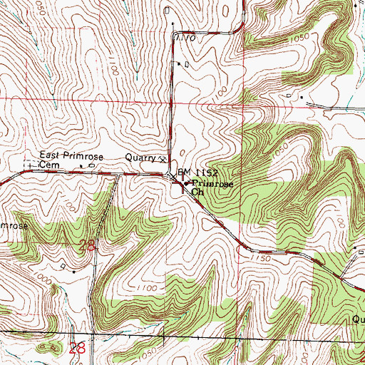 Topographic Map of Primrose Lutheran Church, WI