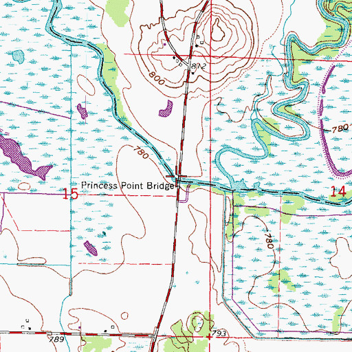 Topographic Map of Princess Point Bridge, WI