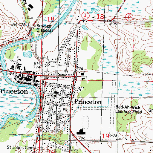 Topographic Map of Princeton, WI