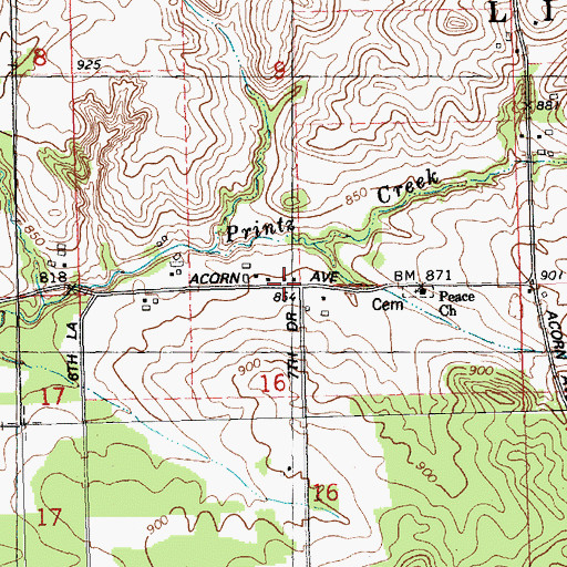 Topographic Map of Printz Creek School, WI