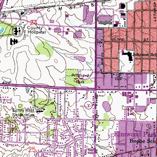 Topographic Map of Pritchard Park, WI