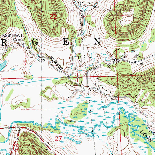 Topographic Map of Proksch Coulee, WI