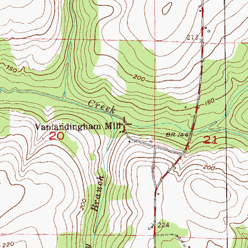 Topographic Map of Vanlandingham Mill, AL