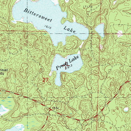 Topographic Map of Prong Lake, WI