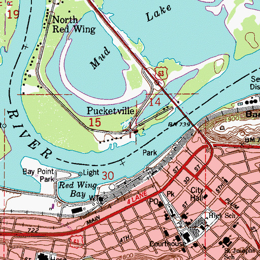 Topographic Map of Pucketville, WI