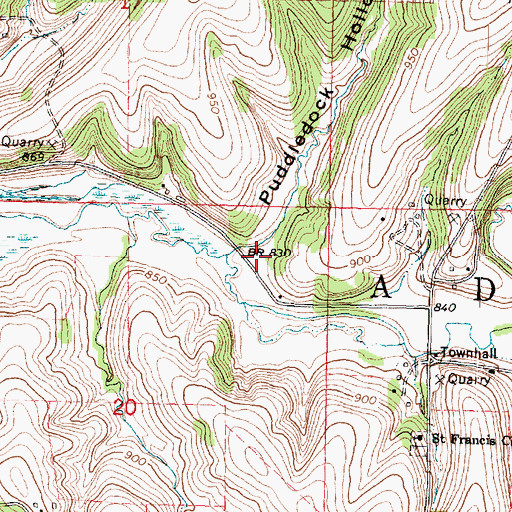 Topographic Map of Puddledock Hollow, WI
