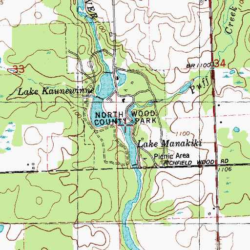 Topographic Map of Puff Creek, WI