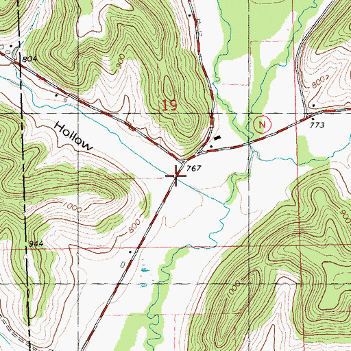 Topographic Map of Pumpkin Hollow, WI