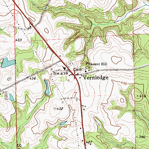 Topographic Map of Vernledge, AL