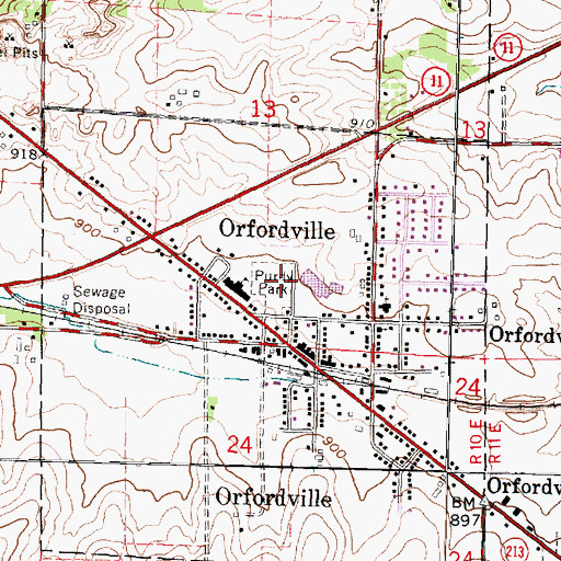 Topographic Map of Purdy Park, WI