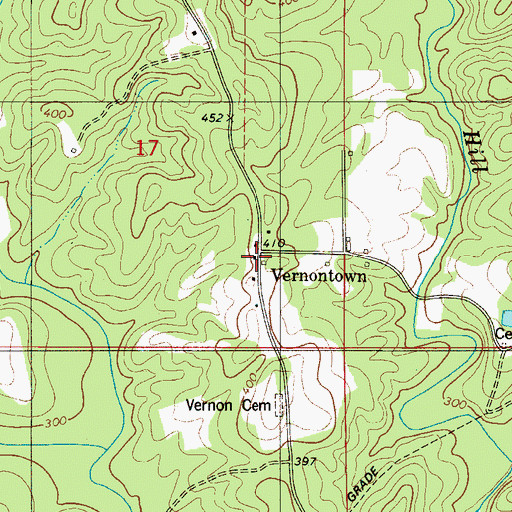 Topographic Map of Vernontown, AL