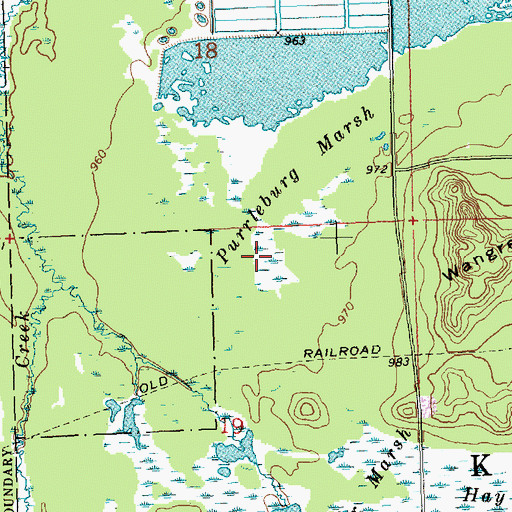Topographic Map of Purrleburg Marsh, WI