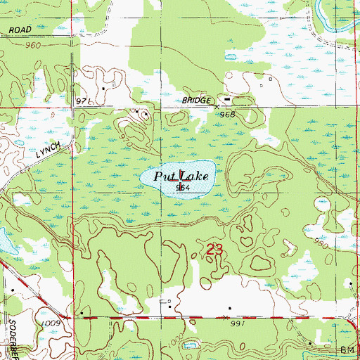 Topographic Map of Put Lake, WI