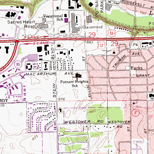 Topographic Map of Putnam Heights Elementary School, WI