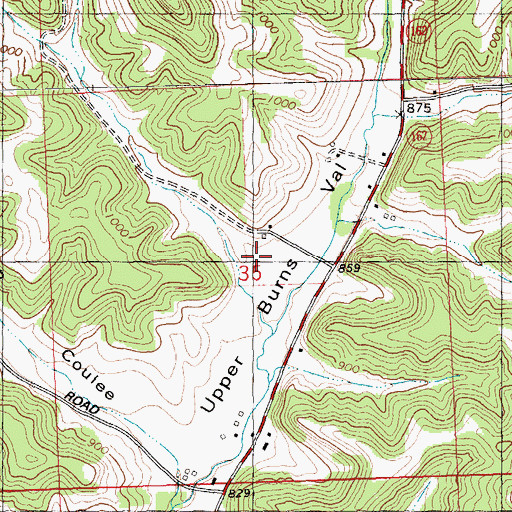 Topographic Map of Quall Coulee, WI