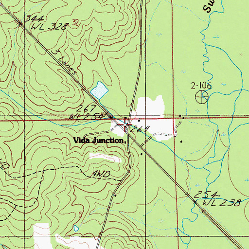 Topographic Map of Vida Junction, AL
