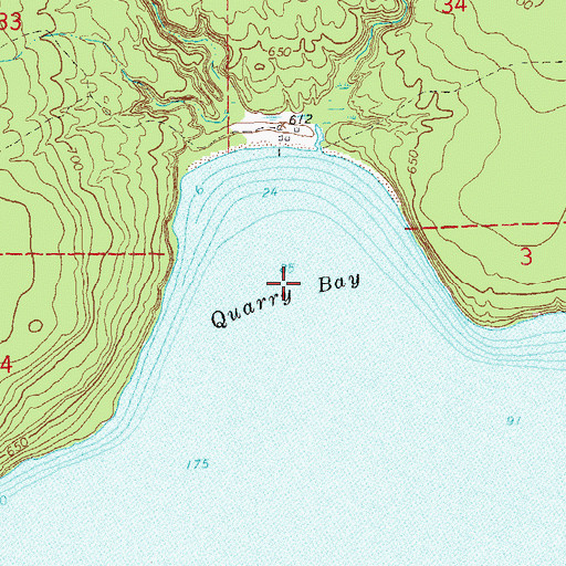 Topographic Map of Quarry Bay, WI