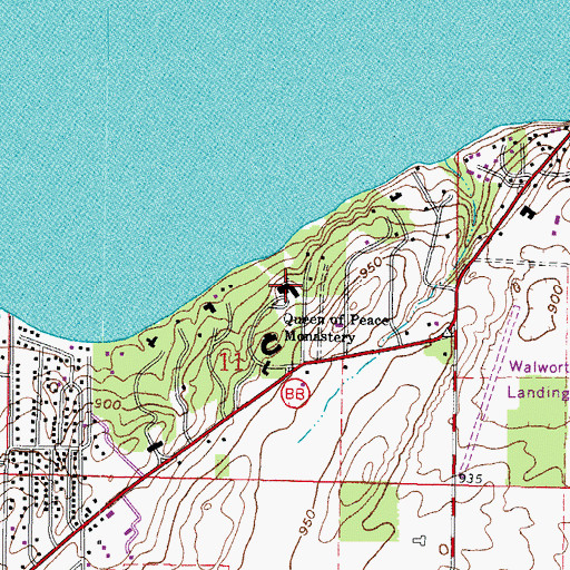 Topographic Map of Queen of Peace Monastery, WI
