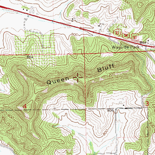 Topographic Map of Queen Bluff, WI