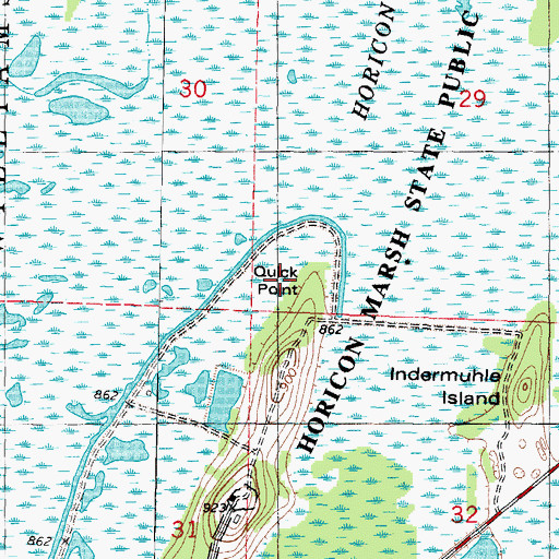 Topographic Map of Quick Point, WI
