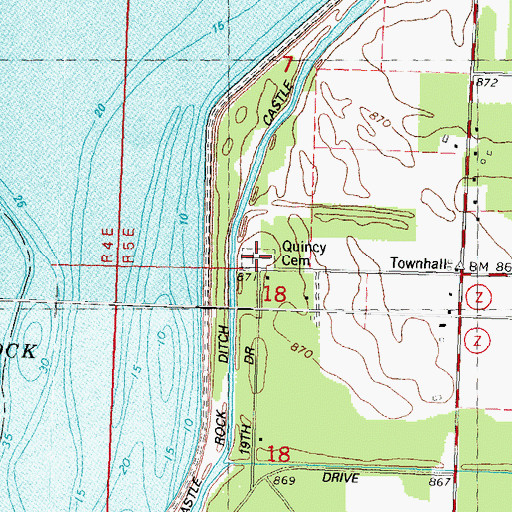 Topographic Map of Quincy Cemetery, WI
