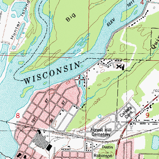 Topographic Map of Quinnell Creek, WI