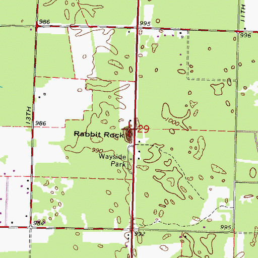 Topographic Map of Rabbit Rock, WI