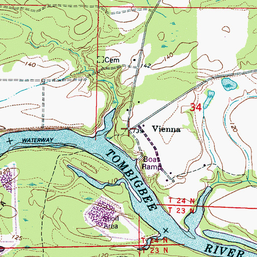Topographic Map of Vienna, AL