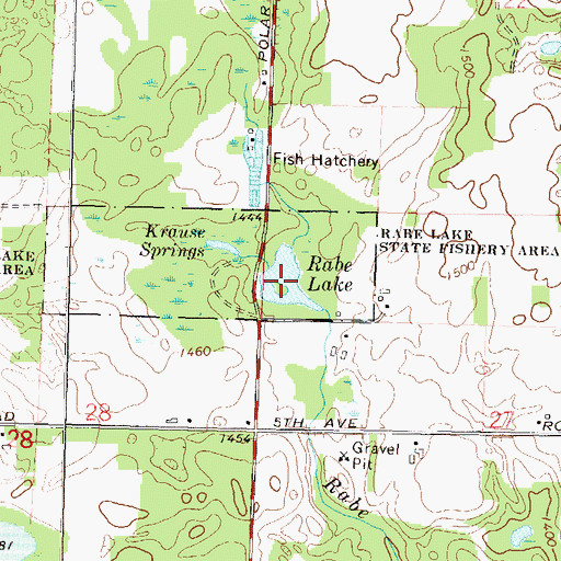 Topographic Map of Rabe Lake, WI