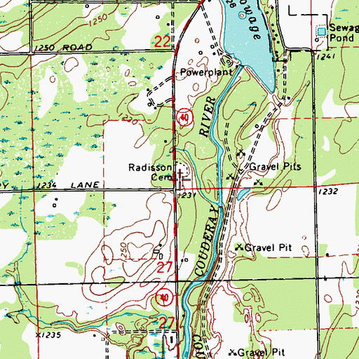 Topographic Map of Radisson Cemetery, WI