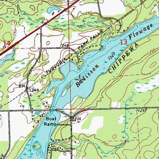 Topographic Map of Radisson Flowage, WI