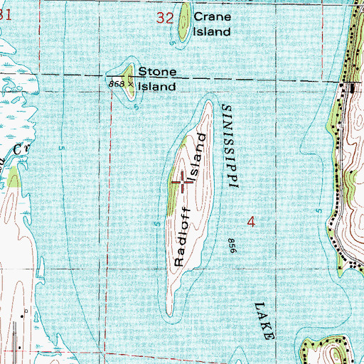 Topographic Map of Radloff Island, WI